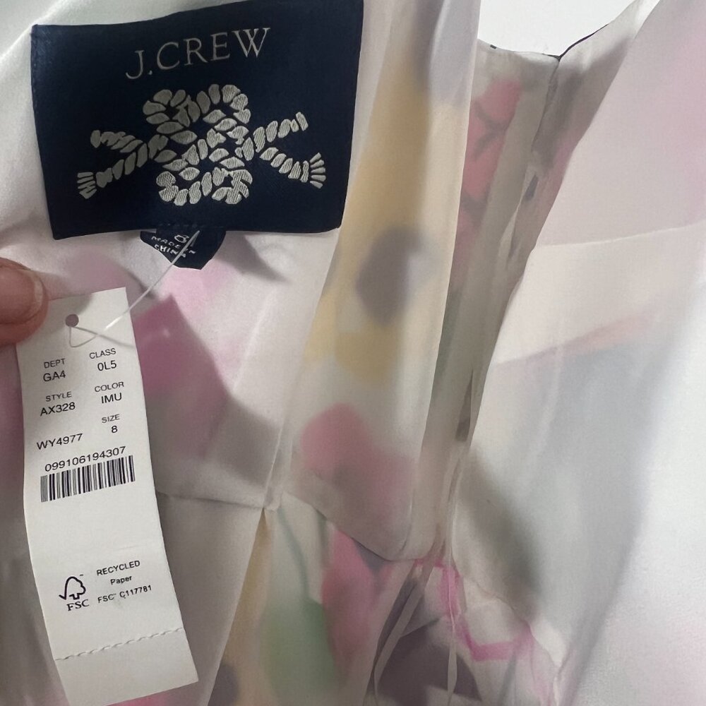 NWT JCrew Tiered 100% Silk Twill Floral Dress - Picture 5 of 5